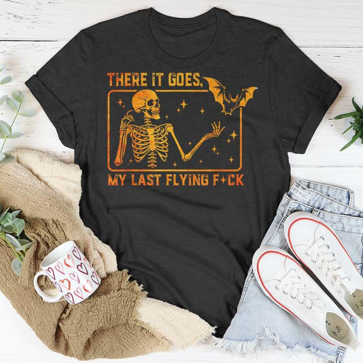There It Goes My Last Flying Fuck Skeleton Halloween T-Shirt Unique Gifts