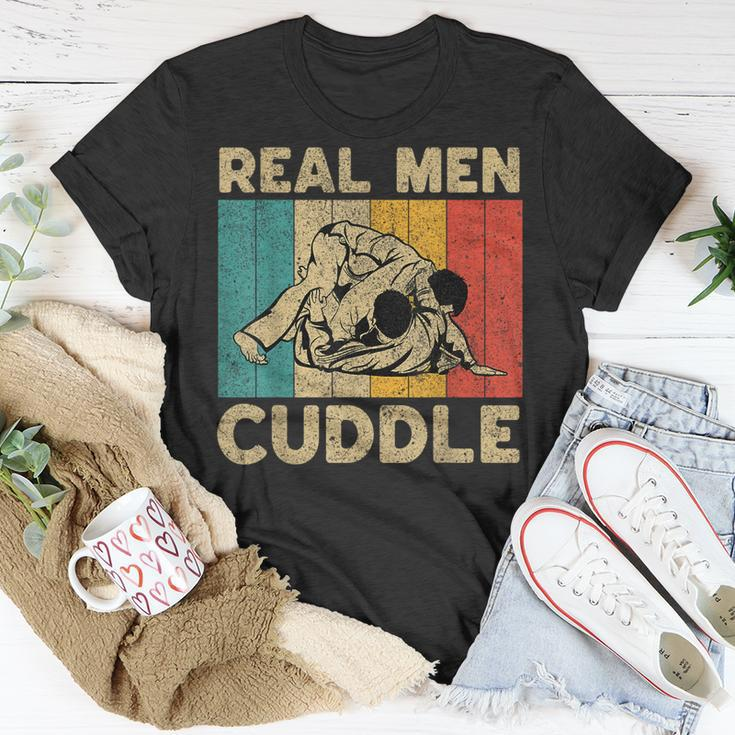 Real Men Cuddle Funny Vintage Bjj Brazilian Jiu Jitsu Unisex T-Shirt Unique Gifts