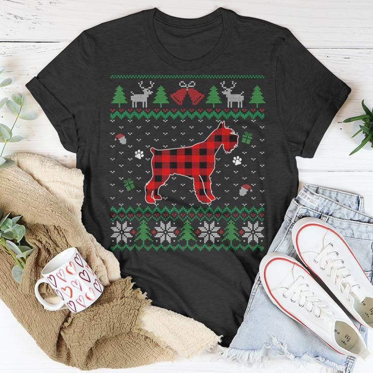 Red Plaid Schnauzer Dog Lover Ugly Christmas Sweater T-Shirt Unique Gifts