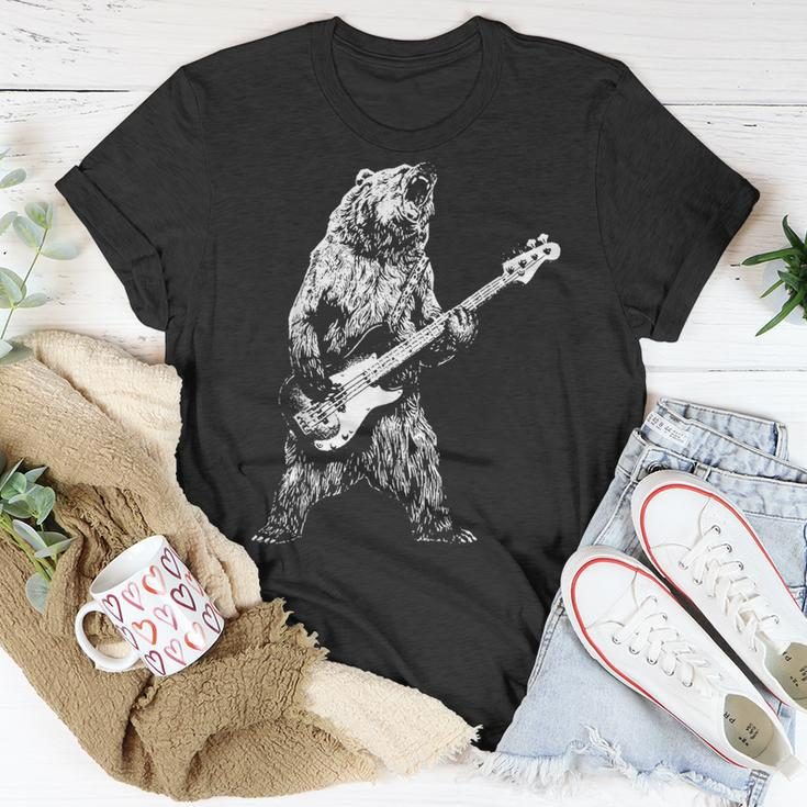 Retro Bear Playing Bass Guitar Bear Guitarist Music Lovers T-Shirt Funny Gifts