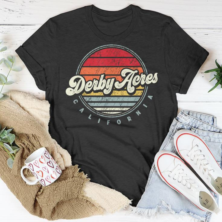 Retro Derby Acres Home State Cool 70S Style Sunset T-Shirt Unique Gifts