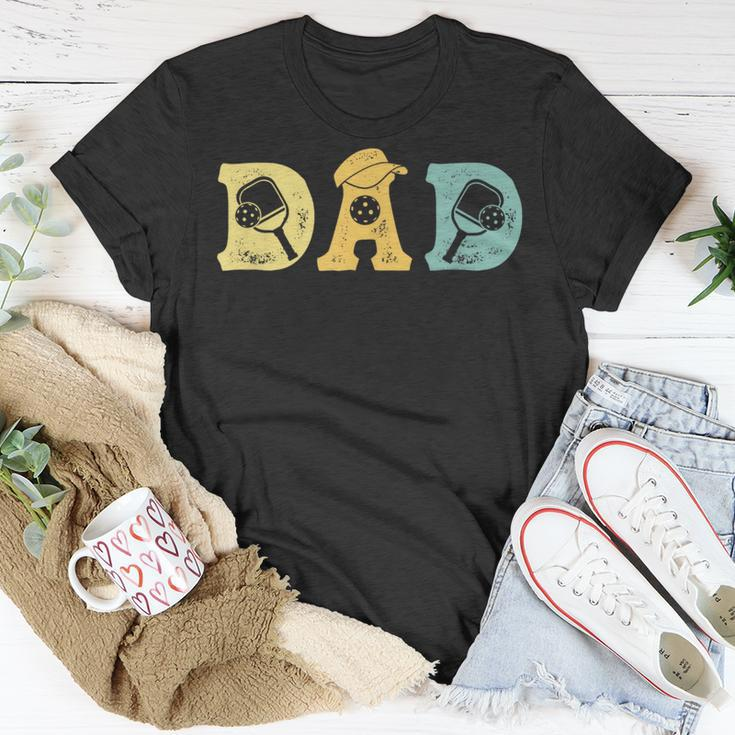 Retro Pickleball Dad Paddles Ball Fathers Day Pickleball Unisex T-Shirt Funny Gifts