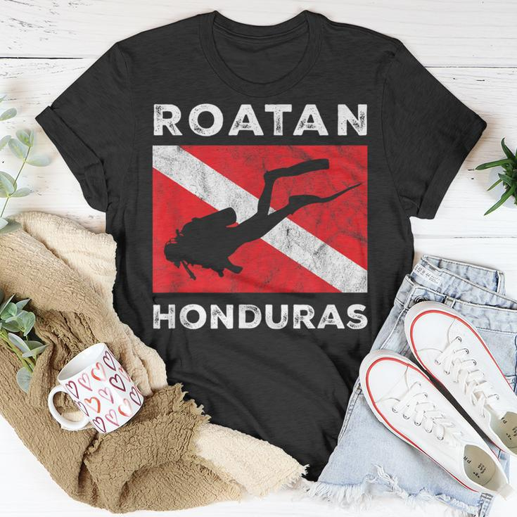 Retro Roatan Honduras Scuba Dive Vintage Dive Flag Diving T-Shirt Personalized Gifts