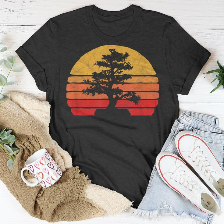 Retro Sun Minimalist Bonsai Tree Graphic T-Shirt Unique Gifts