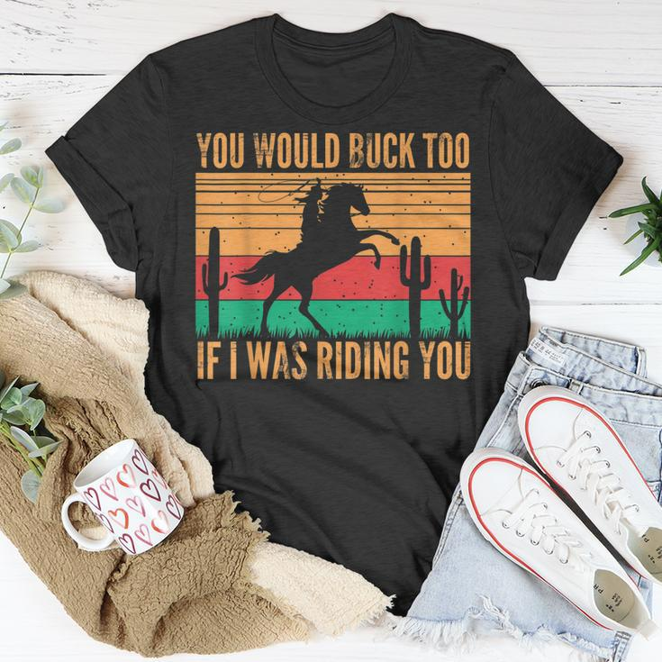 Riding Rodeo Cowgirl Horse Retro Sexy Cowgirls Funny Western Unisex T-Shirt Unique Gifts