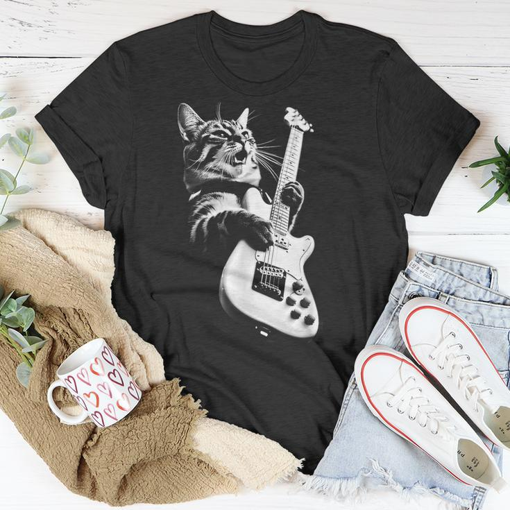 Rock Cat Playing Guitar Guitar Cat T-Shirt Funny Gifts
