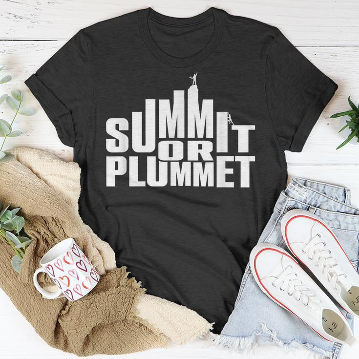 Rock Climbing & Bouldering Quote Summit Or Plummet T-Shirt Unique Gifts