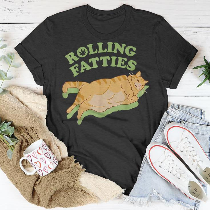 Rolling Fatties Funny Weed Cat Marijuana Weed Funny Gifts Unisex T-Shirt Unique Gifts