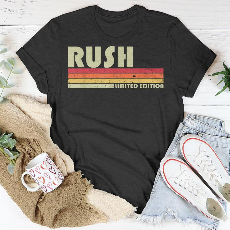 Rush Surname Funny Retro Vintage 80S 90S Birthday Reunion 90S Vintage Designs Funny Gifts Unisex T-Shirt Unique Gifts