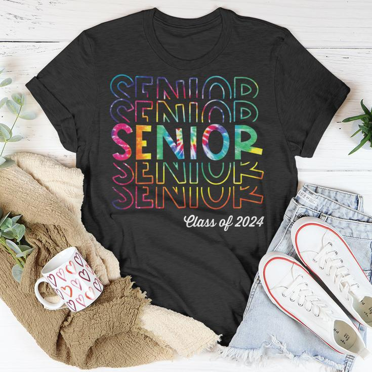 Senior 2024 Retro Tye Dye 2024 High School Graduate Class Unisex T-Shirt Unique Gifts