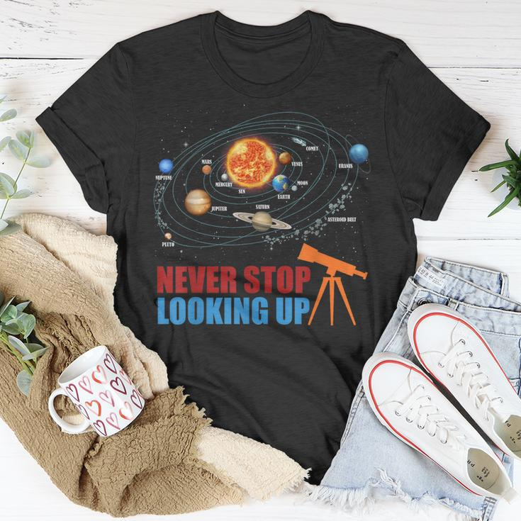 Solar System Planets Never Stop Looking Up Astronomy Boys Unisex T-Shirt Unique Gifts