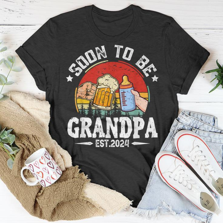 Soon To Be Grandpa 2024 Retro Pregnancy Announcement Dad T-Shirt Funny Gifts