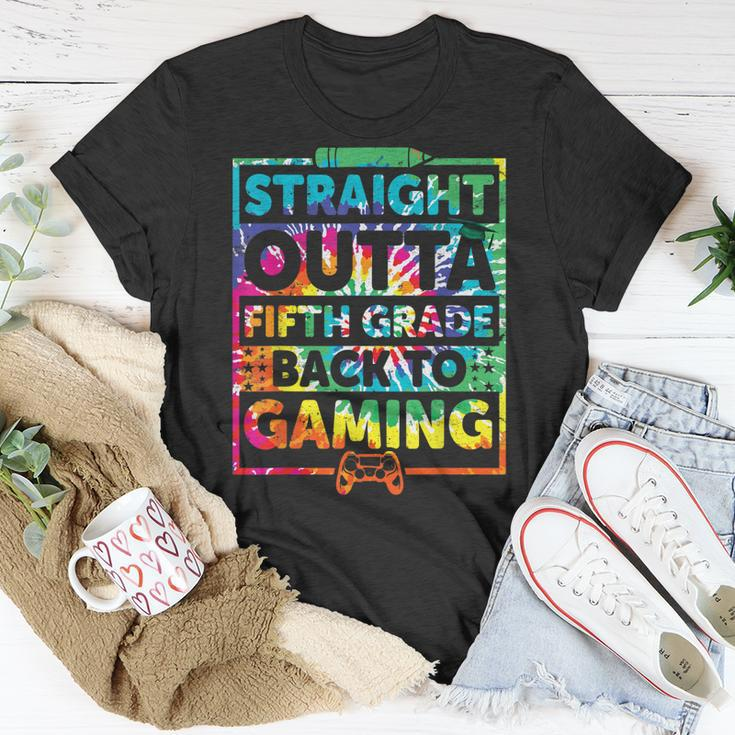 Straight Outta Fifth Grade Gaming 5Th Grade Gamer Tie Dye Unisex T-Shirt Unique Gifts