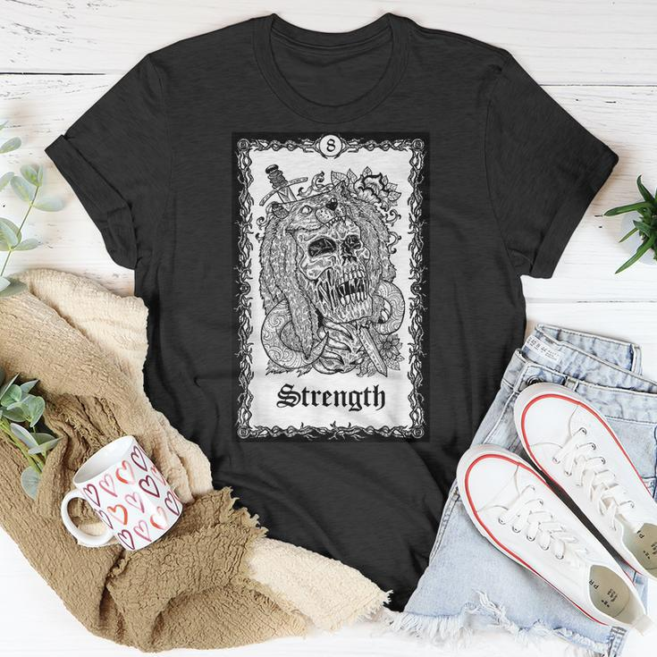 Strength Tarot Card Skull Goth Punk Magic Occult Tarot T-Shirt Unique Gifts