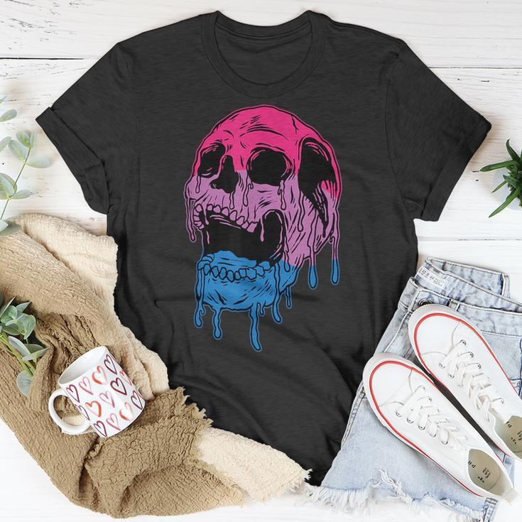 Subtle Bisexual Skull Bi Pride Flag Bisexuality Unisex T-Shirt Unique Gifts