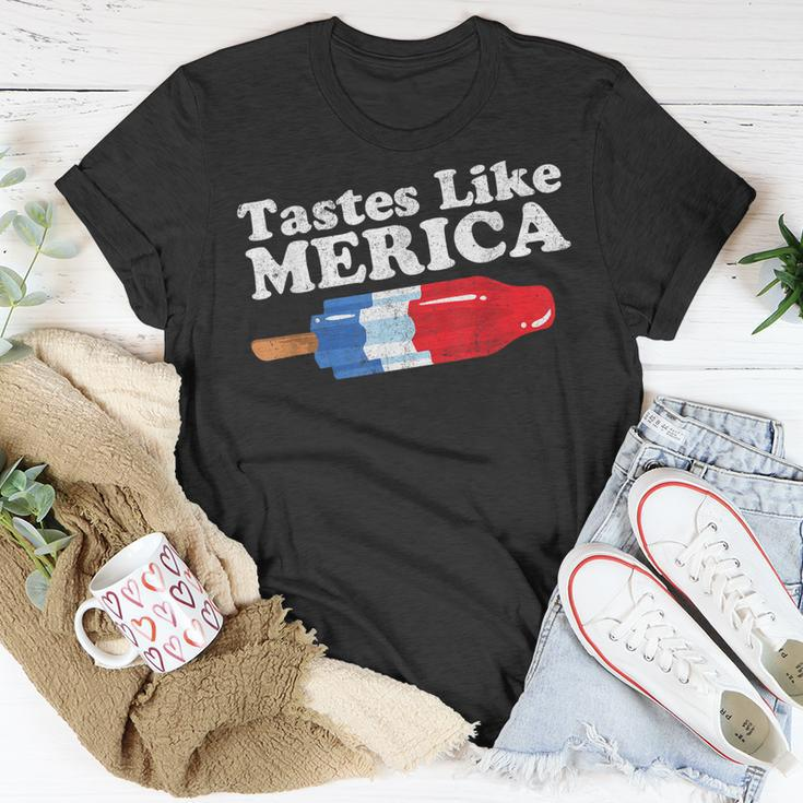 Tastes Like Merica Funny Popsicle 4Th Of July Retro 80S Gift Unisex T-Shirt Unique Gifts