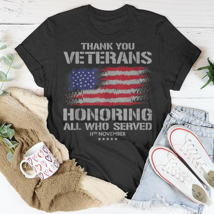 Thank You Veterans Day Honoring All Who Served Us Flag T-Shirt Unique Gifts