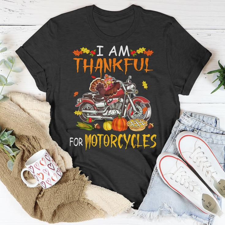 Thankful For Motorcycles Turkey Riding Motorcycle T-Shirt Funny Gifts