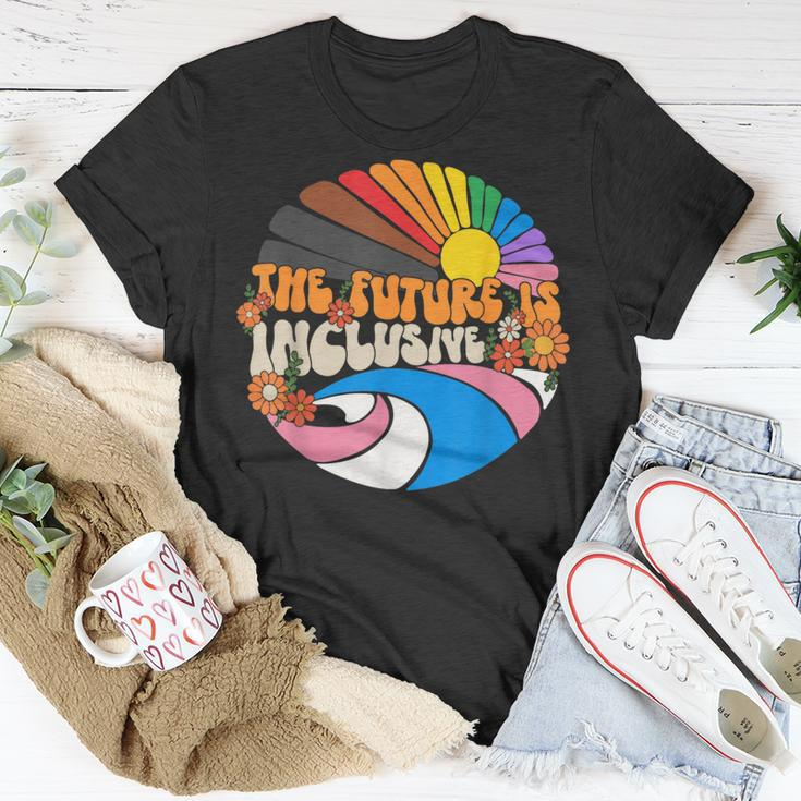 The Future Is Inclusive Lgbt Flag Groovy Gay Rights Pride Unisex T-Shirt Unique Gifts