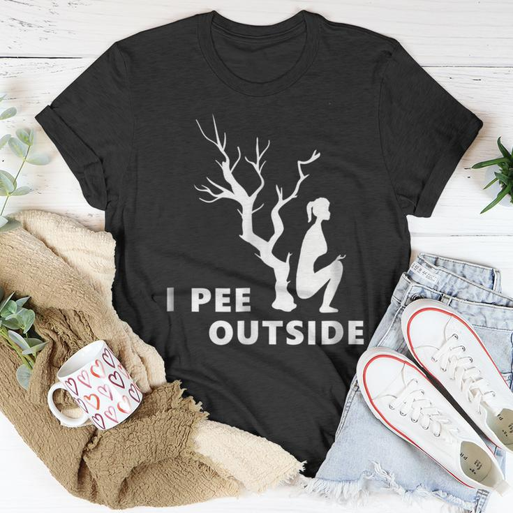 The Original I Pee Outside Funny Camping Girl Unisex T-Shirt Unique Gifts
