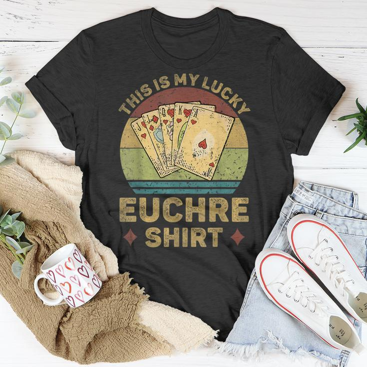 This Is My Lucky Euchre Vintage Funny Euchre Card Game Unisex T-Shirt Funny Gifts