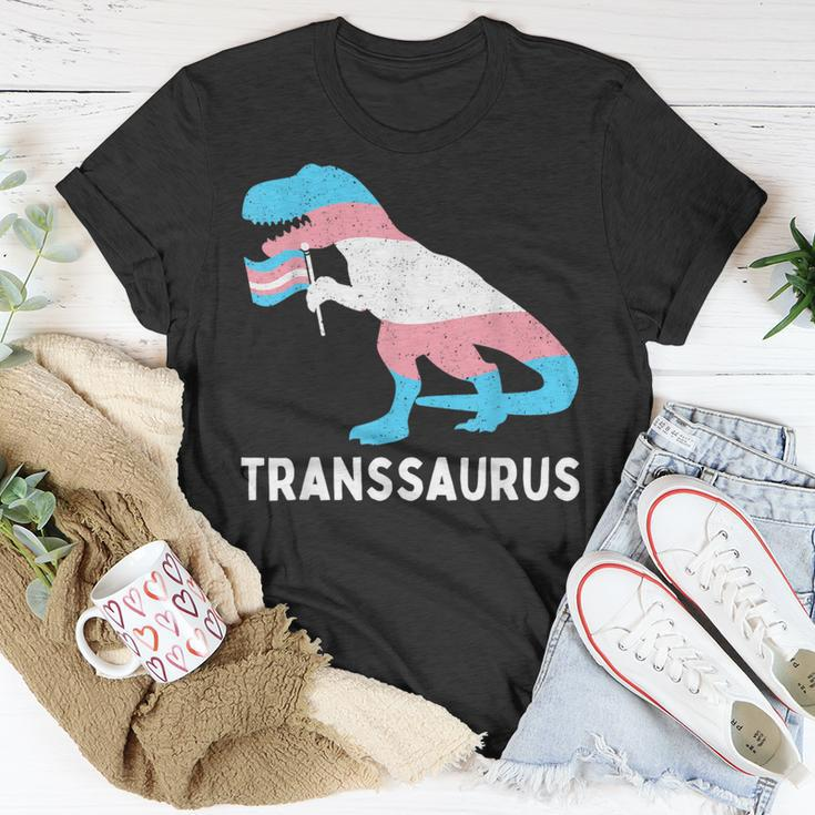 Trans Pride Flag Transgender Dino Transsaurus Rex Dinosaur Unisex T-Shirt Unique Gifts