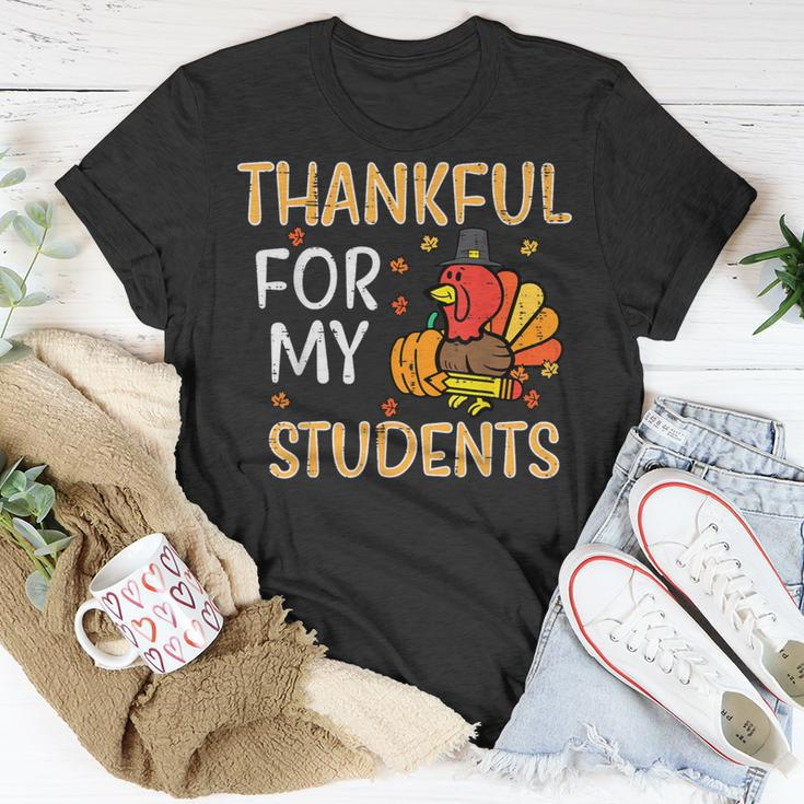 Turkey Thankful For My Students Thanksgiving Fall Teacher T-Shirt Unique Gifts