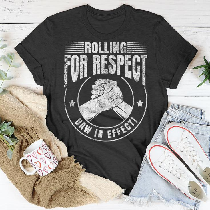 Uaw Worker Rolling For Respect Uaw In Effect Union Laborer T-Shirt Unique Gifts