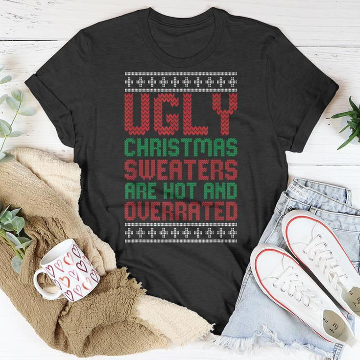 Ugly Sweaters Are Hot And Overrated Christmas Pajama X-Mas T-Shirt Unique Gifts