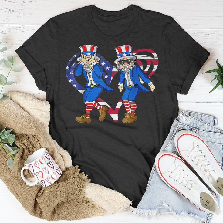 Uncle Sam Griddy Dance 4Th Of July Usa Flag Heart American Unisex T-Shirt Unique Gifts