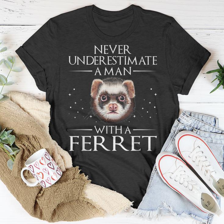 Never Underestimate A Man With A Ferret Ferret Daddy T-Shirt Unique Gifts