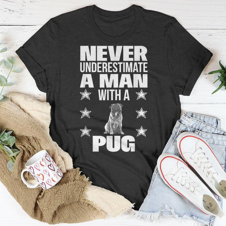 Never Underestimate A Man With A Pug T-Shirt Unique Gifts