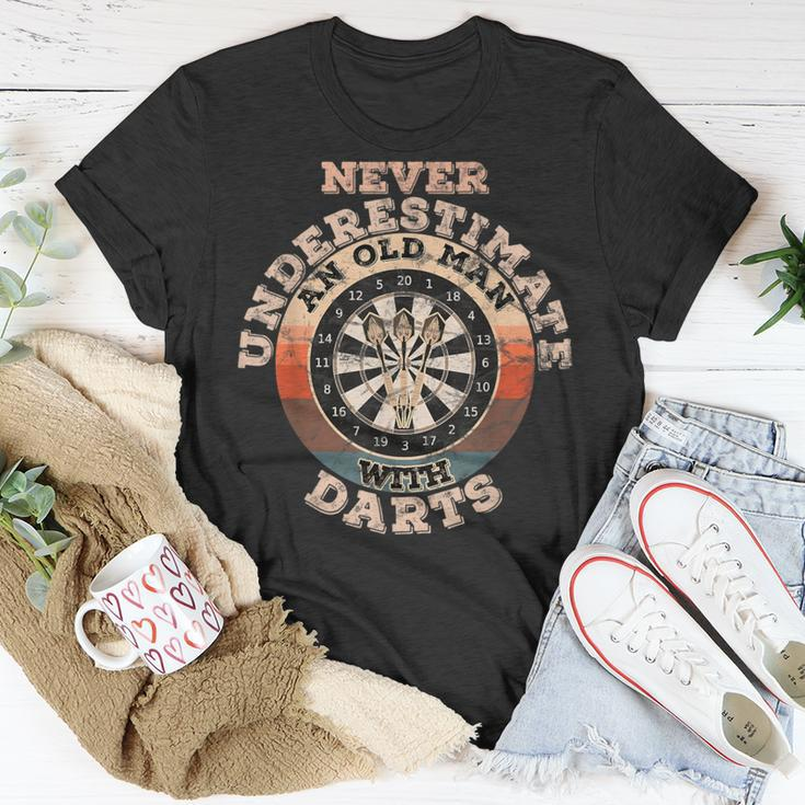 Never Underestimate An Old Man With Darts T-Shirt Funny Gifts