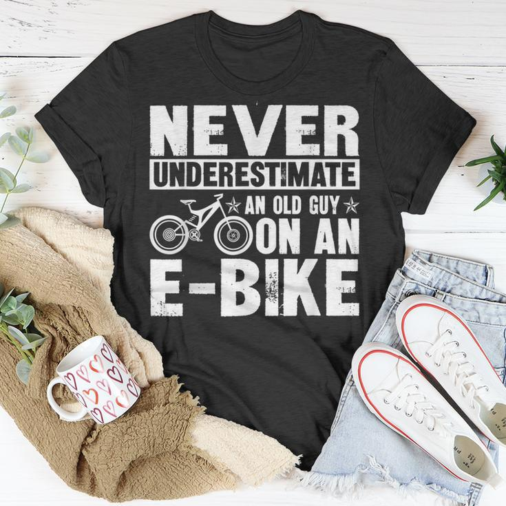 Never Underestimate An Old Man With An E-Bike T-Shirt Unique Gifts