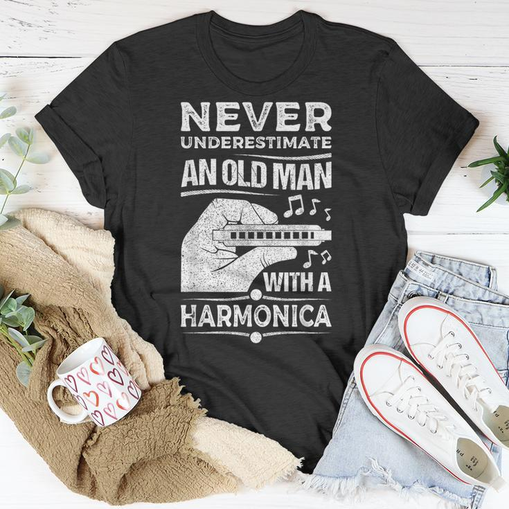 Never Underestimate An Old Man Harmonicist Harmonica Player T-Shirt Funny Gifts
