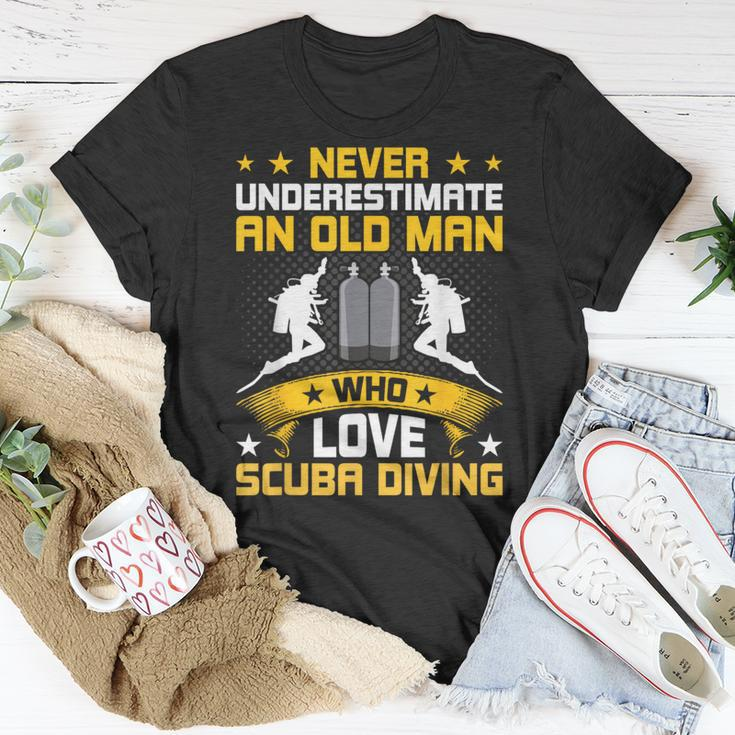 Never Underestimate Old Man Love Scuba Diving T-Shirt Personalized Gifts