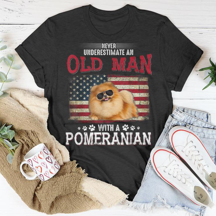 Never Underestimate An Old Man With A Pomeranian Costume T-Shirt Unique Gifts