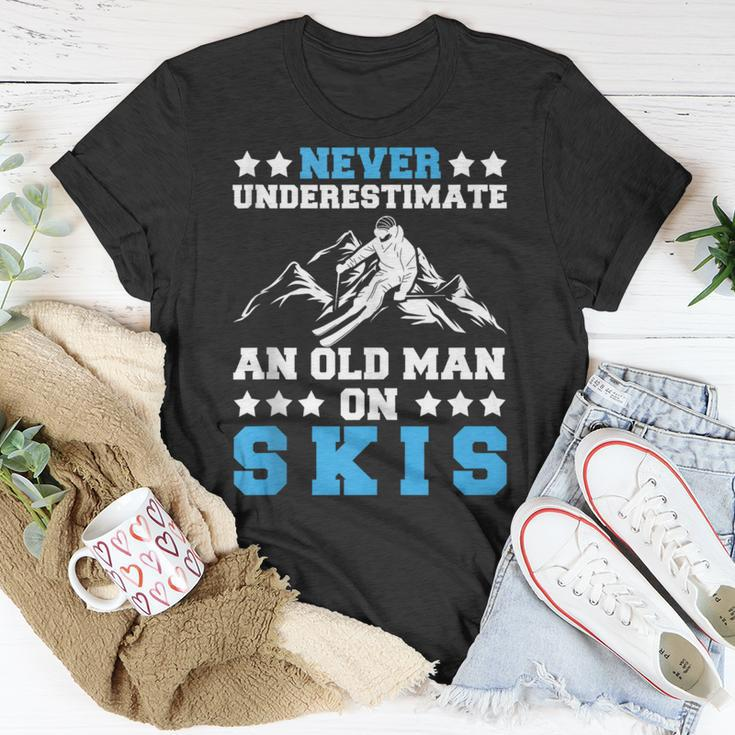Never Underestimate An Old Man On Skis Skiing Lovers T-Shirt Unique Gifts