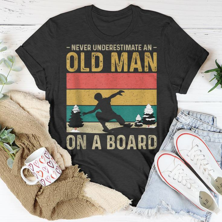 Never Underestimate An Old Man On A Snowboard Vintage T-Shirt Funny Gifts