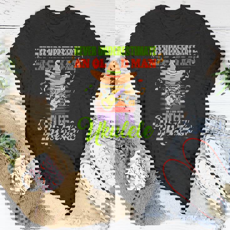 Never Underestimate An Old Man With A Ukulele Grandpa T-Shirt Unique Gifts Never Underestimate An Old Man With A Ukulele Grandpa T-Shirt Unique Gifts