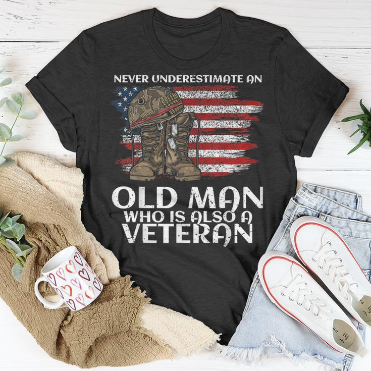 Never Underestimate An Old Man Who Is Also A Veteran Us T-Shirt Funny Gifts