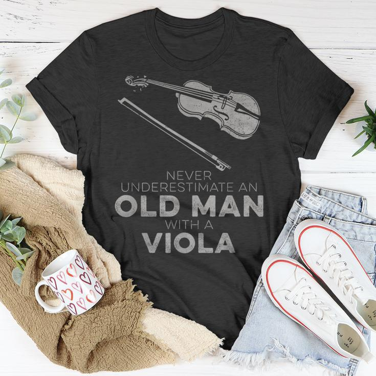 Never Underestimate An Old Man With A Viola T-Shirt Funny Gifts
