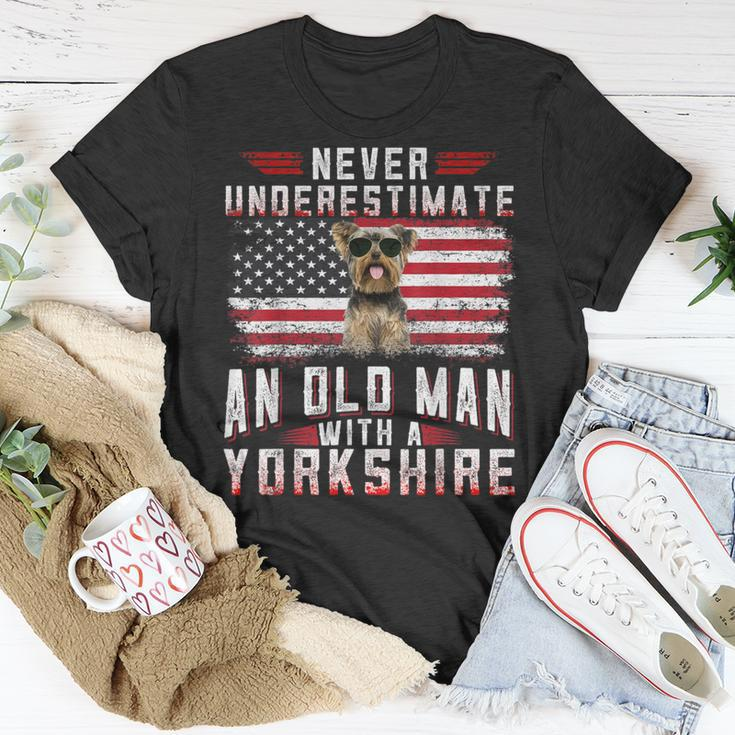 Never Underestimate An Old Man With A Yorkshire Terrier T-Shirt Unique Gifts
