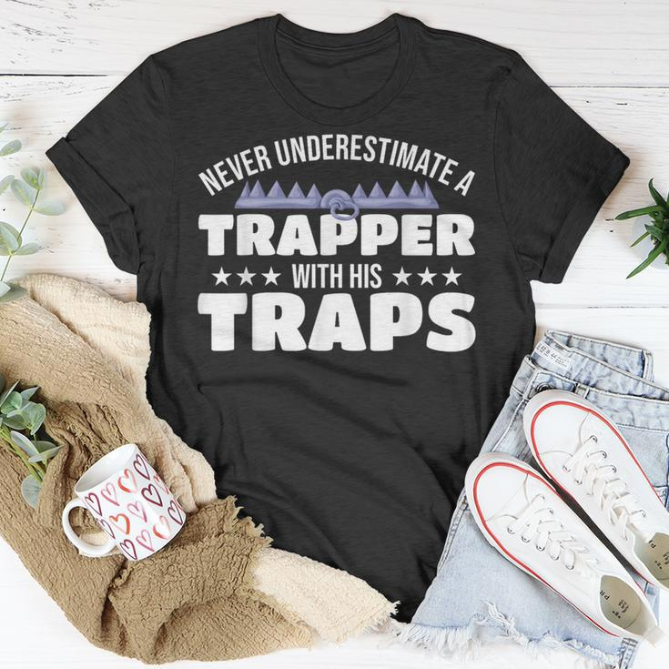 Never Underestimate A Trapper With His Traps Trapper T-Shirt Unique Gifts