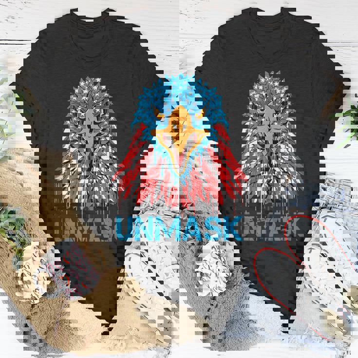 Unmask Usa 4Th Of July Eagle American No More Mask 4 Of July Unisex T-Shirt Unique Gifts