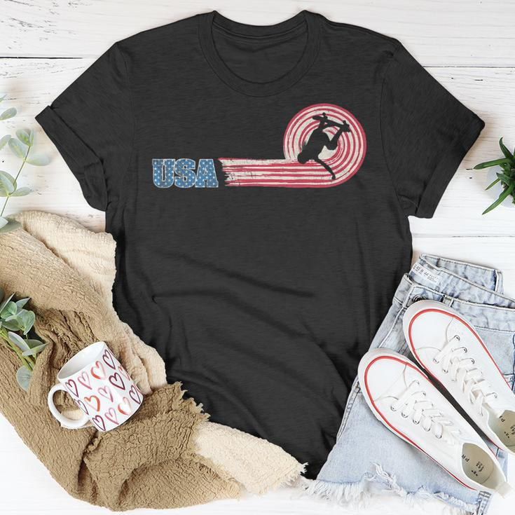 Usa American Skateboarding Team 2021 Skater Girl Us Flag Sk8 Skateboarding Funny Gifts Unisex T-Shirt Unique Gifts