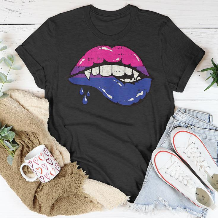 Vampire Lips Bi-Sexual Pride Sexy Blood Fangs Lgbt-Q Ally Unisex T-Shirt Unique Gifts