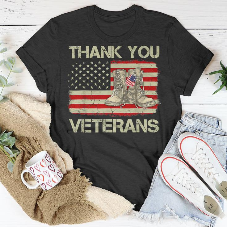 Veteran Vets Thank You Veterans Combat Boots Veteran Day American Flag 289 Veterans Unisex T-Shirt Unique Gifts