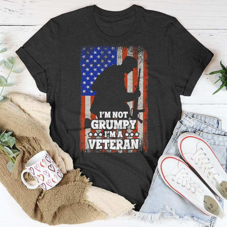 Veteran Vets Us Flag Im Not Grumpy Im A Veteran 116 Veterans Unisex T-Shirt Unique Gifts