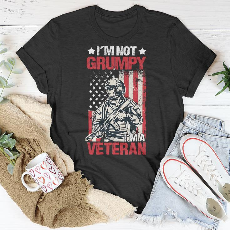 Veteran Vets Us Flag Im Not Grumpy Im A Veteran 119 Veterans Unisex T-Shirt Unique Gifts